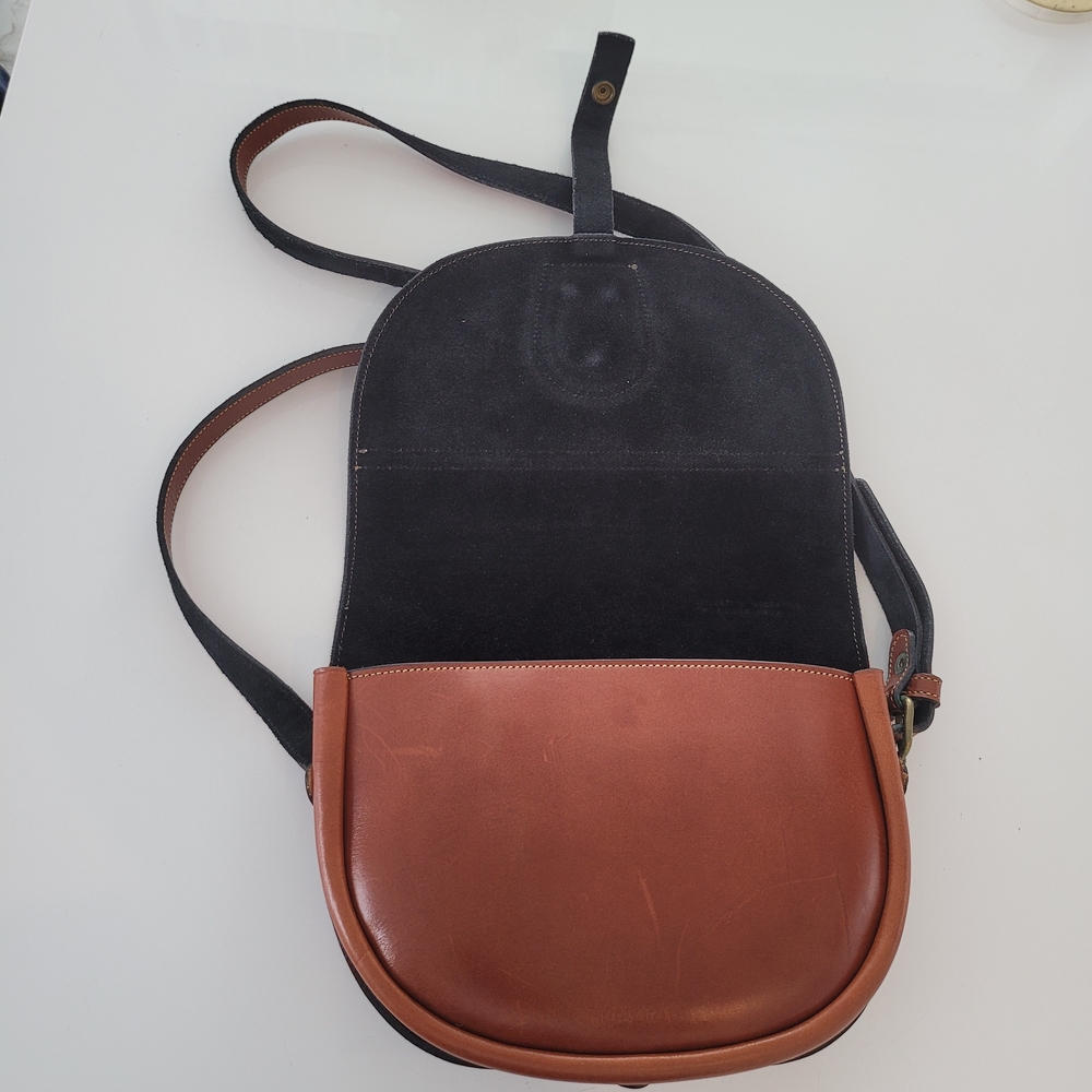 Brown Leather Saddle Crossbody with Polo Rider Medallion - Picture 10 of 17